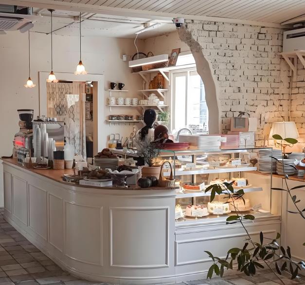 甜品店設計,韓式奶油風烘焙空間治愈且優雅